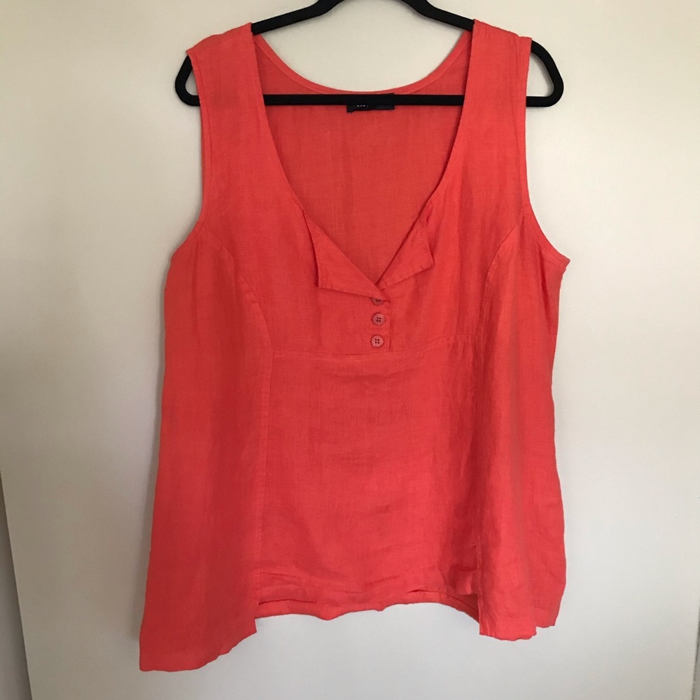 EVA TRALALA 100% Linen Button Front Tank